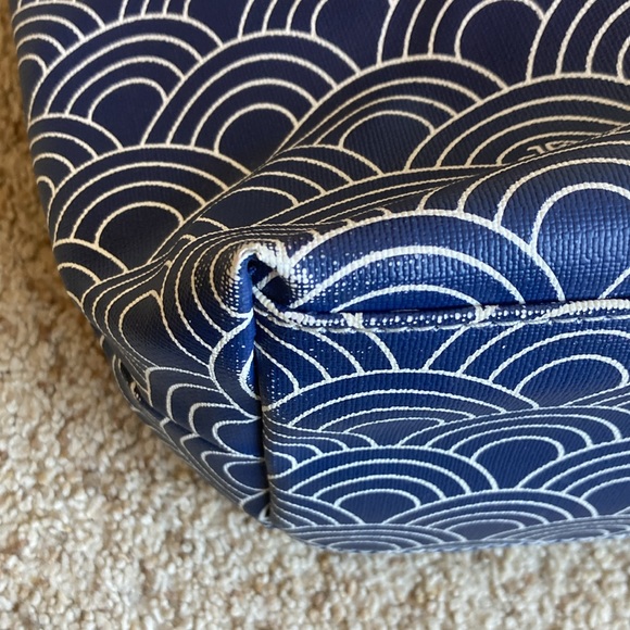 Jonathan Adler Modern Mod Blue White Semi Circle Pattern Canvas Tote Purse Bag - Picture 14 of 14